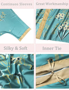 Aensso Long Soft Lightweight Silky Kimonos Robes for Women, Luxury Japanese Floral Womens Kimono Robe