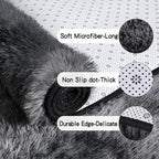 KING DARE 9x12 Area Rug for Living Room Plush Carpet, Soft Fluffy Shaggy Fuzzy Furry Large Tie-Dyed Black Gray Rug, Anti-Slip Washable Modern Floor Rug for Bedroom Home Aesthetic Decor