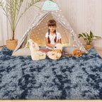 Softlife Area Rug for Living Room, Fluffy Shag Plush 6x9 Blue Rugs for Bedroom Girls Kids, Shaggy Soft Fuzzy Tie Dyed Large Carpet for Dorm Bedside Ultra Cozy Non-Slip Indoor Decor