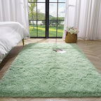 Sage Green Area Rugs Fluffy Rug for Bedroom Living Room, 4x6 Feet Indoor Shaggy Carpets, Plush Soft Rug for Kids Room, Furry Rugs for Girls Boys Playroom Nursery Room Home Decor