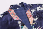 Women's Short Kimono Robes Bride and Bridesmaid Satin Floral Bathrobe Peacock Sleepwear Dressing Gown for Wedding Party