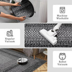 RUGSREAL Entryway Rug 2x3 Small Bedside Throw Mat with Rubber Backing Machine Washable Living Room Rug Non Slip Bathroom Mat Stain Resistant Braided Print Carpet for Dining Room Kitchen Hallway, Black