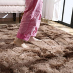 Softlife Area Rug for Living Room, Fluffy Shag Plush 6x9 Brown Rugs for Bedroom Girls Kids, Shaggy Soft Fuzzy Tie Dyed Large Carpet for Dorm Bedside Ultra Cozy Non-Slip Indoor Decor