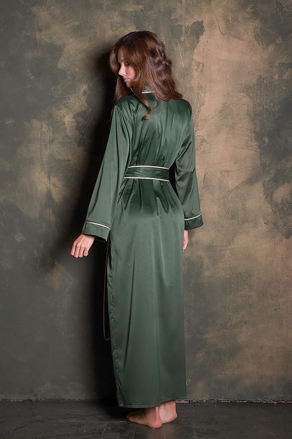 Long Silk Robes For Women - Plus Size Satin Robe For Women Sexy Sleepwear Kimono
