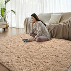 Beige Runner Area Rugs for Bedroom Living Room, 2x6 Feet Fluffy Bedside Rugs, Soft Shaggy Carpet Rug for Kids Room Nursery, Furry Cute Rugs for Girls Boys Dorm Room Home Decor