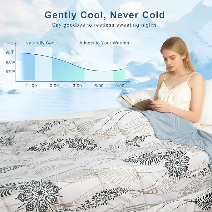 Cooling Comforter Queen Size, Cooling Blankets for Hot Sleepers, Breathable Lightweight Cold Blanket, Ultra Soft Thin Summer Bedding (Green, Queen)