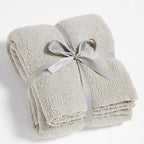CYMULA Knit Throw Blanket for Couch Light Grey - Super Soft Lightweight Plush Fuzzy Fluffy Warm Cozy Blankets and Throws for Sofa Bed, 50 x 60 inches