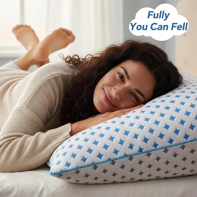 Memory Foam Pillow – Adjustable Loft Cooling Pillow Queen Size 1 Pack for Sleeping, Firm, Supportive, and Breathable Design for Hot, Side, Back, and Stomach Sleepers