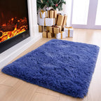 Noahas Door Mat Indoor Entrance,2x3 Shaggy Navy Blue Black Area Rugs for Entryway,Non-Slip Fluffy Entry Bedroom Rug,Soft Plush Bedside Throw Kids Carpet