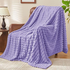 BEDELITE Lavender Throw Blanket Twin Size for Bed- Super Soft and Warm 3D Checkered Fluffy Fuzzy Fleece Blanket, Luxurious Plush Cozy Blanket for Room Decor Fall and Winter, 60x80 inches