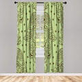 Lunarable Hamsa Window Curtains, Egyptian Boho Hand Shape Pattern Eye Design Bridal Night Inspired Art, Lightweight Decorative 2-Panel Set & Rod Pocket, Pair of - 28" x 63", Pistachio Green