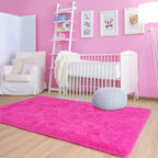Noahas Fluffy 6x9 Area Rugs for Living Room,Shaggy Hot Pink Rugs for Bedroom Girls,Thick Shag Throw Carpet,Soft Non-Slip Dorm Nursery Kids Rug Home Decor Aesthetic