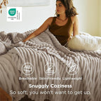 Bedsure GentleSoft Fleece Bed Blankets Full Size - Cozy Soft Blankets for Women, Cute Small Throws for Girls, Beige, 84x90 Inches