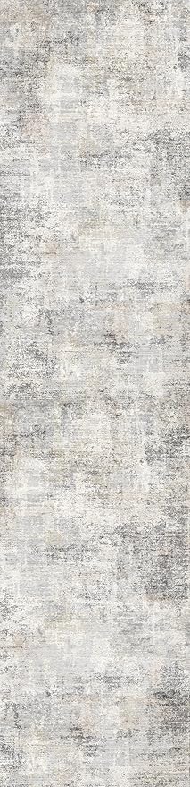 3x12 ft Non Skid Hallway Runner Rug - Kitchen Runner Rug with Rubber Backing Low Pile Thin Carpet Runners for Kitchen Entryway Bathroom,Modern Abstract Neutral（Gray Beige,3x12）
