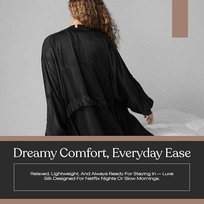 Lunya Washable Silk Robes for Women – Lightweight Short Robes with Pockets, Removable Belt & Interior Tie – Multiple Colors