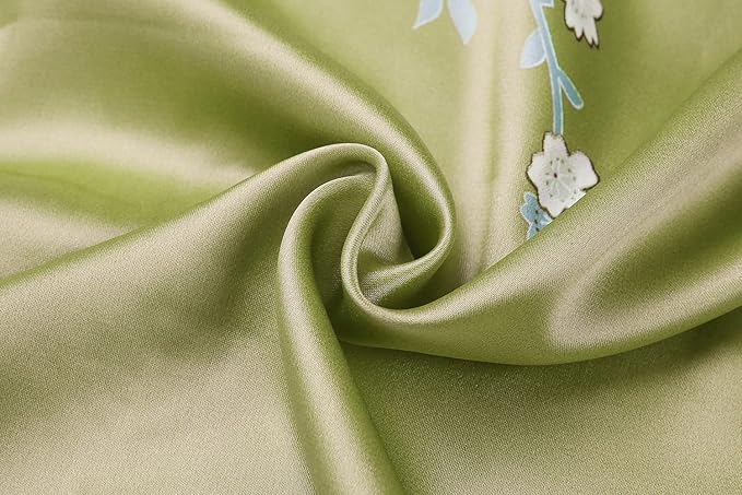 Women's Short Kimono Robes Bride and Bridesmaid Satin Floral Bathrobe Peacock Sleepwear Dressing Gown for Wedding Party