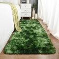 Tie-Dyed Green Runner Area Rugs for Bedroom Living Room, 2x6 Feet Fluffy Bedside Rugs, Soft Shaggy Carpet Rug for Kids Room Nursery, Furry Cute Rugs for Girls Boys Dorm Room Home Decor