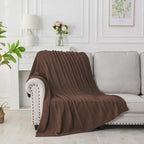 Douceur Brown Throw Blanket for Couch, Soft Cozy Lightweight Stripe Pattern Knitted Throw Blanket for Sofa, Living Room Gift, 50"X60"