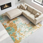 CRYPTOLITE Area Rugs 8x10 Rug for Living Room Abstract Washable Rug with Non-Slip Backing Low Pile Area Rug for Bedroom, Dining Room, Orange-Yellow