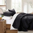 IR Imperial Rooms 10 Pack Twin Quilt Bedding Set (68" x 86") - Bulk Wholesale for Hotels, Guest Bedroom & Airbnbs - Lightweight Microfiber Reversible Floral Embossed Quilts Bedspreads (Black)