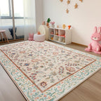 CRYPTOLITE Area Rug for Living Room, 9x12 Machine Washable Non Slip Large Faux Wool Throw Rug, Low Pile & Non-Shedding Boho Large Carpet Rugs for for Dining Room, Bedroom, Office (Pale Yellow)