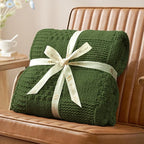 Amélie Home Knit Throw Blanket, Soft Chenille Cozy Breathable Checkered Chunky Decorative Blanket for Couch, Bed & Sofa, French-Inspired Lightweight Warm Gift for Women, Olive Green, 50"x60"