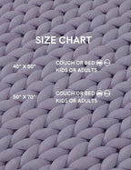 YnM Chunky Throw Blanket, Medium-Weight, Hand Knitted, Skin Friendly, Ventilated and Breathable, Machine Washable, Home Décor Piece for Couch, Sofa and Bed (Iris Lavender, 40x50 Inch)