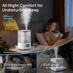 5L Top Fill Ultrasonic Humidifier,Cool Mist Humidifiers with Timer & Humidity Control for Bedroom, Baby, Large Rooms & Plants (White-2)