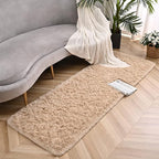 Beige Runner Area Rugs for Bedroom Living Room, 2x6 Feet Fluffy Bedside Rugs, Soft Shaggy Carpet Rug for Kids Room Nursery, Furry Cute Rugs for Girls Boys Dorm Room Home Decor