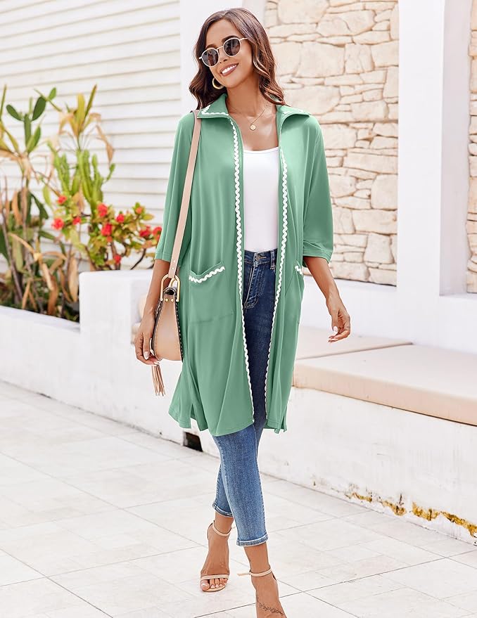 Ekouaer Women Zipper Robe Lightweight House Coat Zipper Front Short Bathrobes Soft Nightgown with Pockets S-3XL