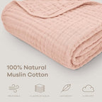 Comfy Cubs Muslin Baby Blanket - Soft, Lightweight, 6-Layer Cotton Swaddle Blankets for Newborns, Infants & Toddlers - 40" x 40" Large, Breathable & Versatile for Sleeping & Tummy Time - Blush