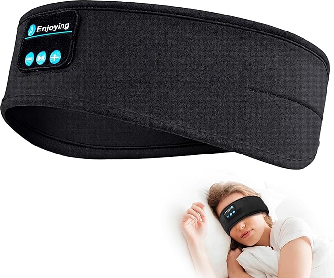 nine-tailed fox Sleep Mask Bluetooth Wireless Headphones Black for Women Men, Washable Sleeping Eye Mask for Side Sleeper, Soft Cotton Eye Music Covers for Travel Home