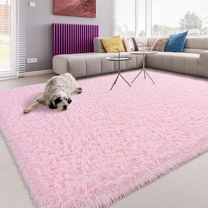 Softlife Ultra Soft Fluffy Area Rugs for Bedroom, Girls and Boys Room Kids Room Nursery Rug, 3 x 5 Feet Shaggy Fur Indoor Plush Modern Floor Carpet for Living Room Christmas Decor, Pink