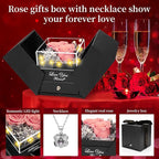 2 Preserved Real Rose with Heart I Love You Necklace- Eternal Rose Birthday Gifts for Women Wife Girlfriend Her Mom on Festivals Gifts Christmas Valentines Mothers Day Anniversary-Peach Pink Roses