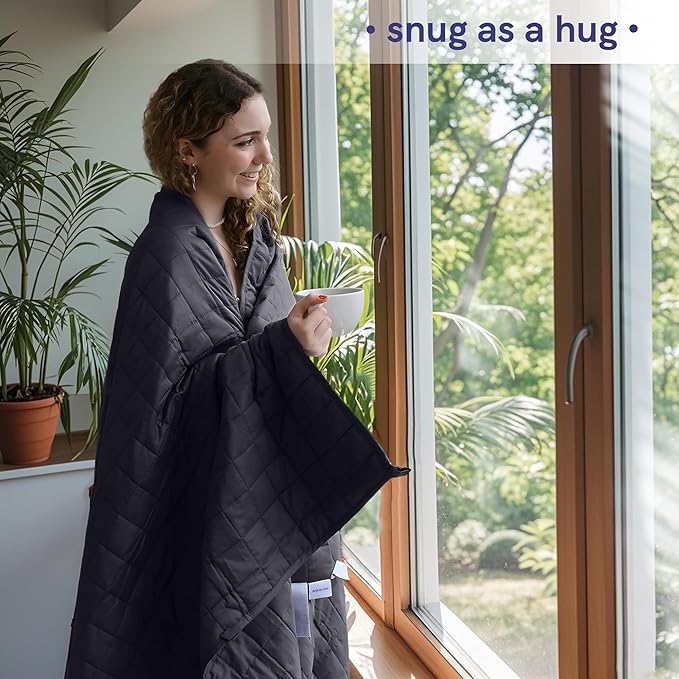 YnM 17lbs Weighted Blanket for Adults, Breathable Heavy Bed Throw Blanket with Cooling Glass Beads for All Season Use, Ideal for One Person of 160lbs (60x80 Inches, Queen Bed, Dark Grey)