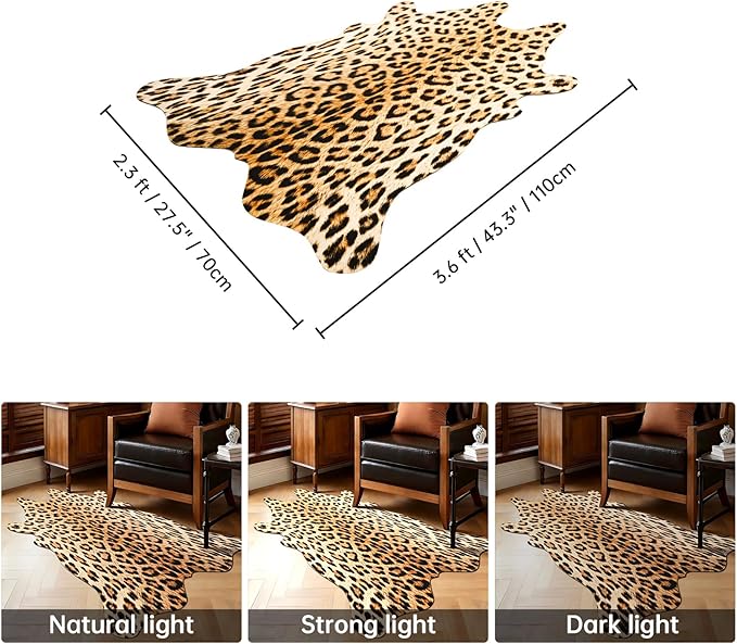 HOMORE Leopard Rug, 2.3x3.6 Feet Animal Skin Print Rug,Small Cheetah Rugs for Wall Art Decor,Western Floor Carpet for Bedroom Bedside Living Room Desk