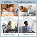 Cooling Shredded Memory Foam Travel & Camping Pillow Large, Adjustable College Dorm Pillow for Home-Like Comfort,Compressible Portable & Medium Firm Neck Support, Ideal Sleeping, Car, Airplane