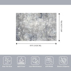 4x5 Washable Entryway Rug – Non-Slip Modern Abstract Indoor Area Rug for Bathroom Kitchen Living Room Bedroom – Low Pile Thin Soft Small Throw Carpet (Blue Grey,4x5)