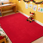 Przemy Washable Area Rug for Living Room Bedroom, 6x9 Feet Red Memory Foam Rug, Super Soft Modern Indoor Carpet for Kids Room Girls Boys Dorm Nursery Decor