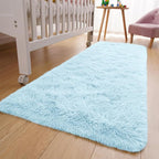 YJ.GWL Fluffy Runner Rugs for Bedroom Living Room Soft Shag Area Rug 2x6 Feet, Light Blue Rug Fuffy Carpet Non Slip for Nursery Dorm, Fuzzy Bedside Rug for Kids Room Home Decor