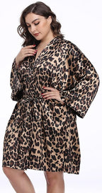 Women's Plus Size Satin Kimono Robes Short Silk Bathrobe Bridesmaid Wedding Party Nightgown Sleepwear