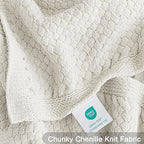 Whale Flotilla Chunky Knit Throw Blanket for Couch and Bed, Ivory Decorative Cozy Fleece Blanket, Reversible Soft Fuzzy Woven Throws, 60x80 Inch