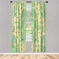 Lunarable Hamsa Window Curtains, Egyptian Boho Hand Shape Pattern Eye Design Bridal Night Inspired Art, Lightweight Decorative 2-Panel Set & Rod Pocket, Pair of - 28" x 84", Sea Green and Fern Green