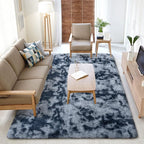 Softlife Area Rug for Living Room, Fluffy Shag Plush 6x9 Blue Rugs for Bedroom Girls Kids, Shaggy Soft Fuzzy Tie Dyed Large Carpet for Dorm Bedside Ultra Cozy Non-Slip Indoor Decor