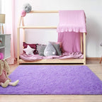 Softlife Light Purple Area Rug for Living Room, Fluffy Shag Plush 5.3x7.6 Rugs for Bedroom Girls, Shaggy Soft Fuzzy Kids Large Carpet for Dorm Bedside Ultra Cozy Non-Slip Indoor Decor