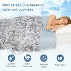 Cooling Comforter Queen Size, Cooling Blankets for Hot Sleepers, Breathable Lightweight Cold Blanket, Ultra Soft Thin Summer Bedding (Gray, Queen)