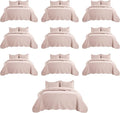 IR Imperial Rooms Twin Quilt Bedding Set (68” x 86”) - Bulk Pack of 10 Wholesale for Hotels, Guest Bedroom & Airbnbs - Lightweight Microfiber Reversible Embossed Quilts Bedspreads (Peach)