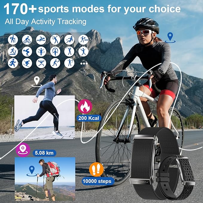 Smart Bracelet, Health Activity Fitness Trackers with Heart Rate Sleep Monitor, 24/7 Blood Oxygen/Calorie/Stress/Step Tracker, Health Fitness Bands, 170+ Sports Modes Smart band with Free APP, 2 Bands