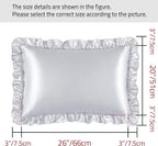 Silky Satin Ruffled Pillow Cases for Hair and Skin,Light Gray Silk Pillowcases Standard Set of 2 with Envelope Closure Princess Room Decoration