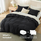 Bedsure Duvet Cover King Size - Soft Double Brushed Bedding Set for Kids & Adults, Zipper Closure, 3 Pieces, Includes 1 Duvet Cover (104"x90") & 2 Pillow Shams, NO Comforter, Black